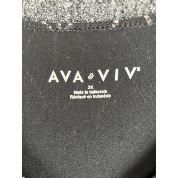 Ava & Viv Dress Women 3X Plus Black Geometric Sheath Midi Short Sleeve Casual - Picture 5 of 6